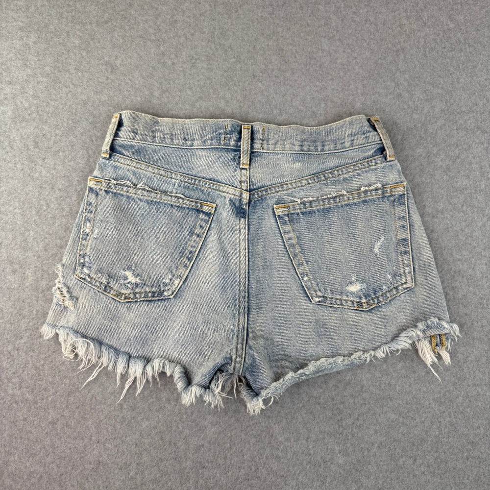 AGOLDE Parker High Rise Distressed Denim Short Light Wash Button Fly Size 25 - Picture 2 of 6